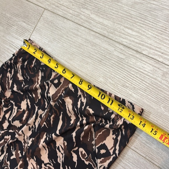 Zara Wide Leg Flowy Printed Palazzo Pant Brown Stretch Waist Size M - Picture 6 of 11